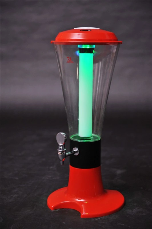 Luminous Plastic Drink Dispenser Tap Draft Beer Tower for Bar Clubs with LED Light and Ice Tube