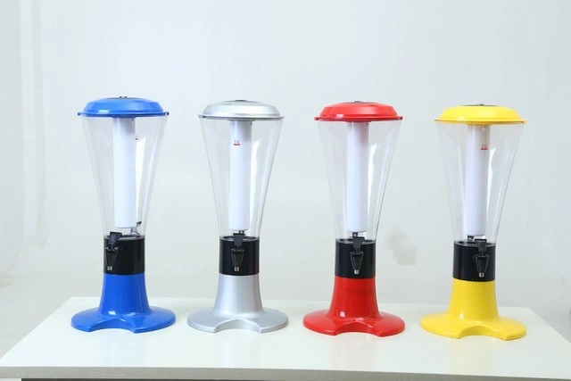 Luminous Plastic Drink Dispenser Tap Draft Beer Tower for Bar Clubs with LED Light and Ice Tube