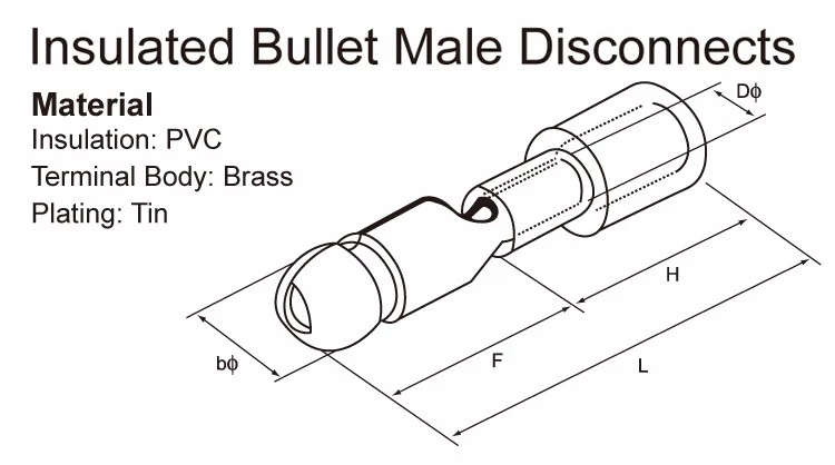 Mpd Insulated Bullet Male Quick Disconnects