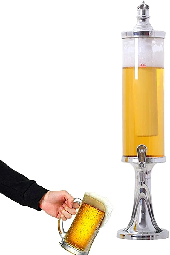 Beer Tower with Ice Tube Cooling 3L Beer Dispenser
